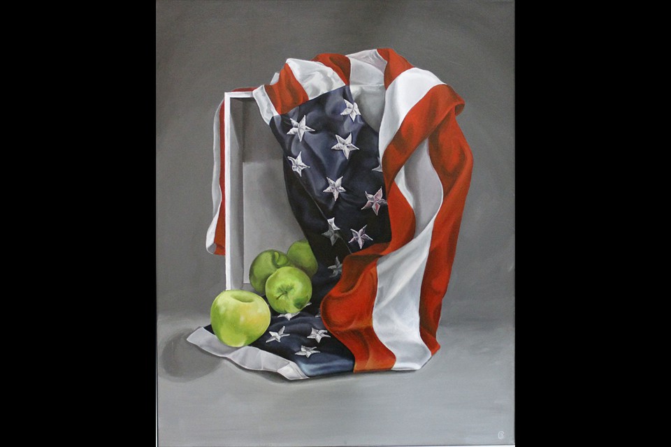 Flag with Apples by Caroline Bogush
